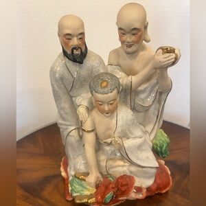 Chinese Porcelain Figurine Buddha With Dragon Early 20th Century